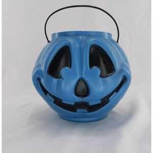 vtg General Foam Plastics Teal Pumpkin Bucket Halloween Jack O Lantern
